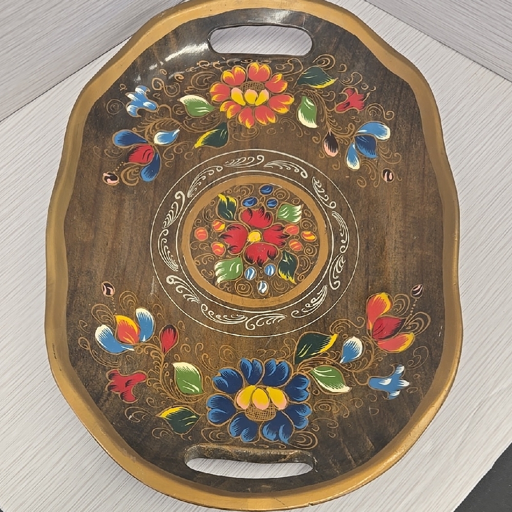 Floral Wooden Serving Tray